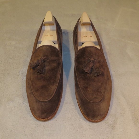 John Lobb Shoes John Lobb Edmond 15654 Brown Suede Tassel Loafer 12